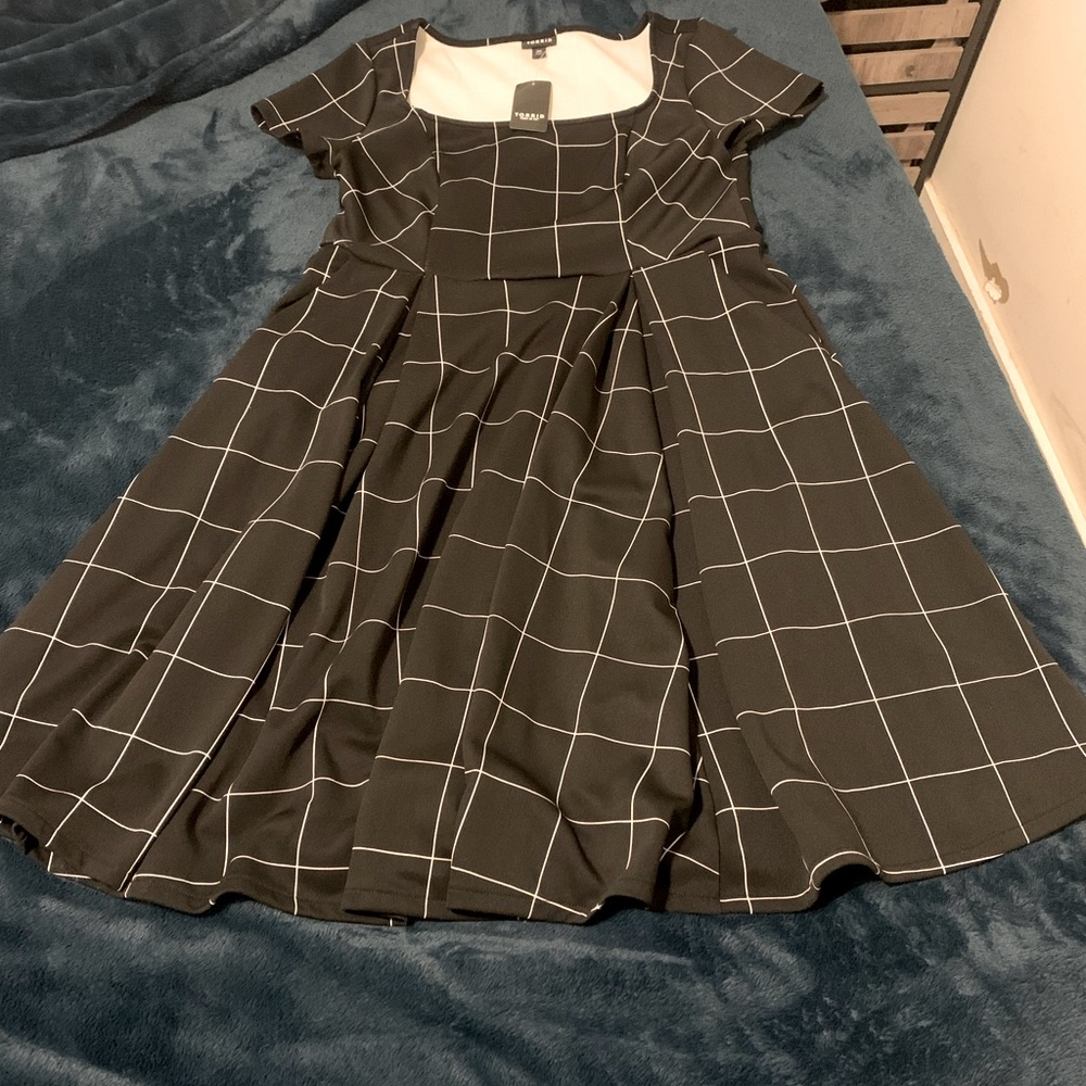 Torrid black grid skater dress